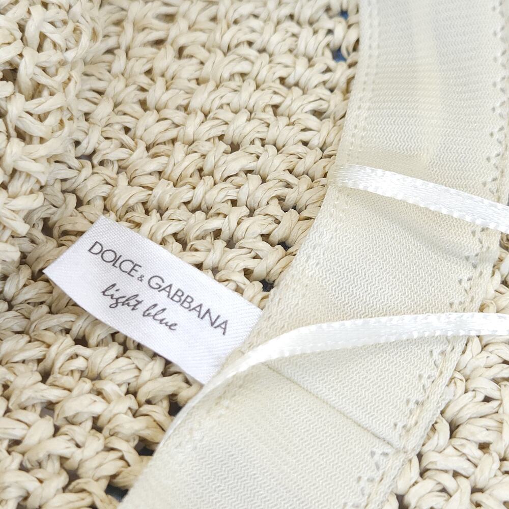 Dolce & Gabbana Light Blue Straw Bucket Hat Coastal Grandma Summer Beach Travel - Picture 7 of 8